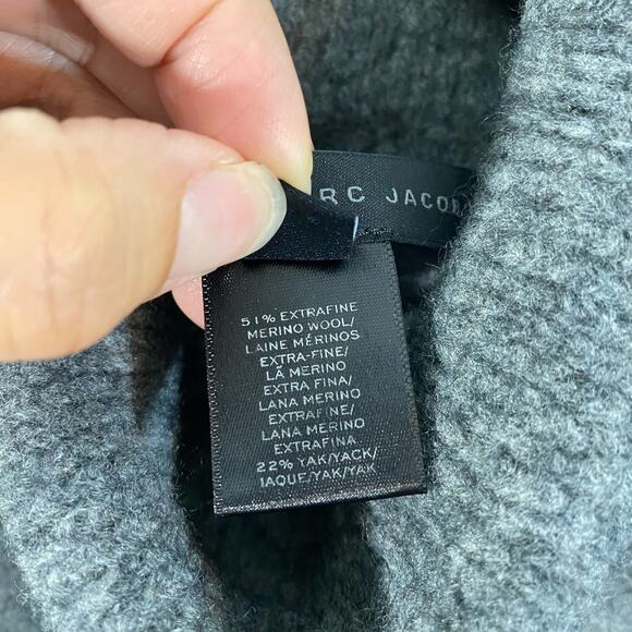Marc by Marc Jacocbs Charcoal Grey Turtleneck Merino Wool Blend Sweater Size S - Picture 7 of 8